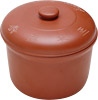 [ STEW POT, BROWN CERAMIC ]