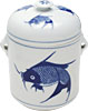 [ STEW POT, BLUE FISH, 4-1/4" DIA, M SIZE ]